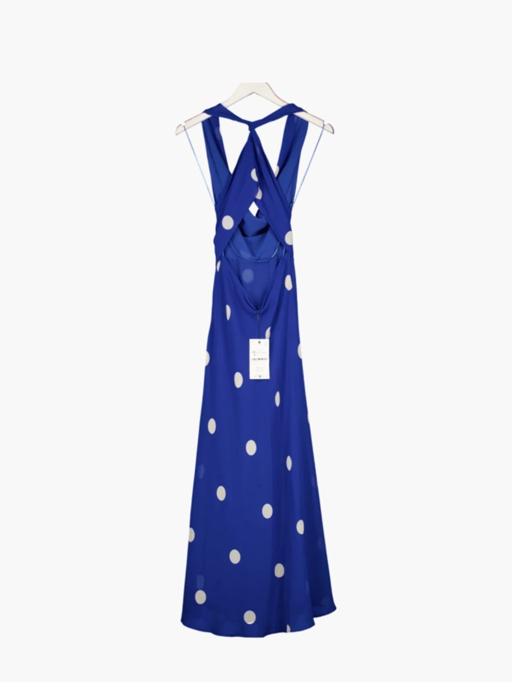 Zara Royal Blue Polka Dot Halter Midi Dress - Picture 5 of 6